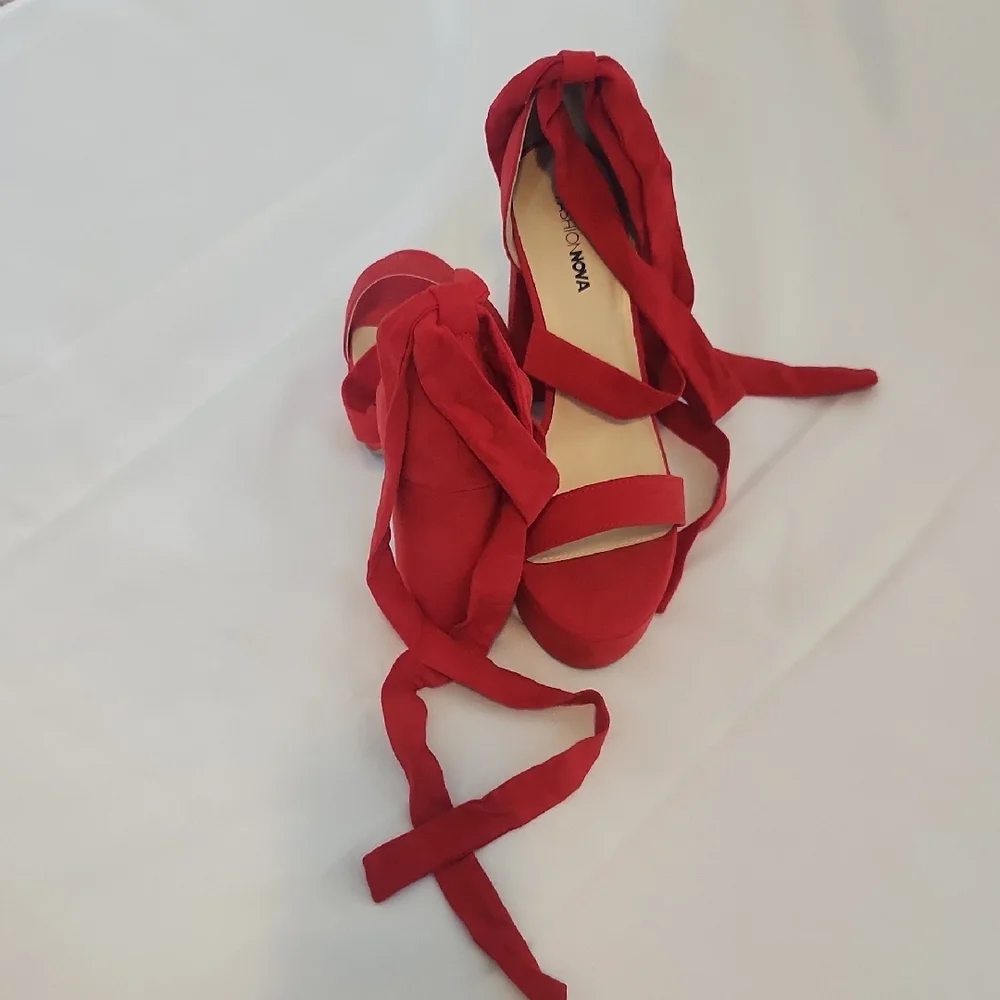 Fashion Nova Bold Red Platform Heels - Picture 7 of 8